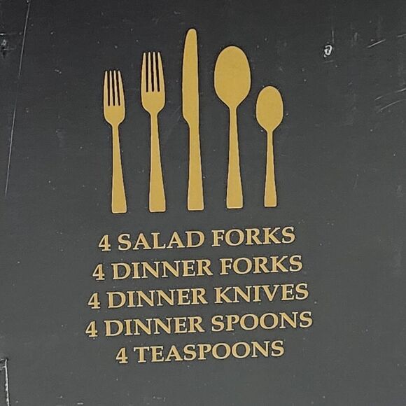 Bombay 20 Pc Set MARSALA Fine Stainless Steel Utensils Flatware Black NEW - Picture 6 of 10